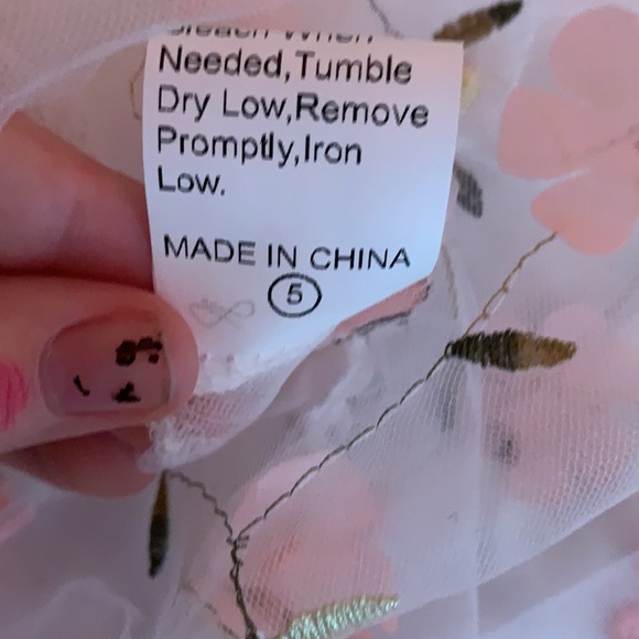 White Mesh Pink Floral See Thru Day Dress - Picture 4 of 5